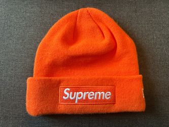 Supreme x new era box logo beanie orange