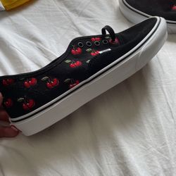 Brand New Cherry Embroidery Vans