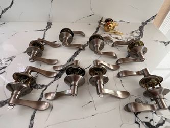 ‼️11 DOOR HANDLES in great shape ‼️10 Satin Nickel Levers and 1  Brass Lever ‼️PLEASE, CHECK MY OTHER LISTINGS AND FOLLOW