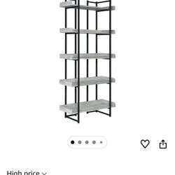 Grey Wood and Metal Bookcase