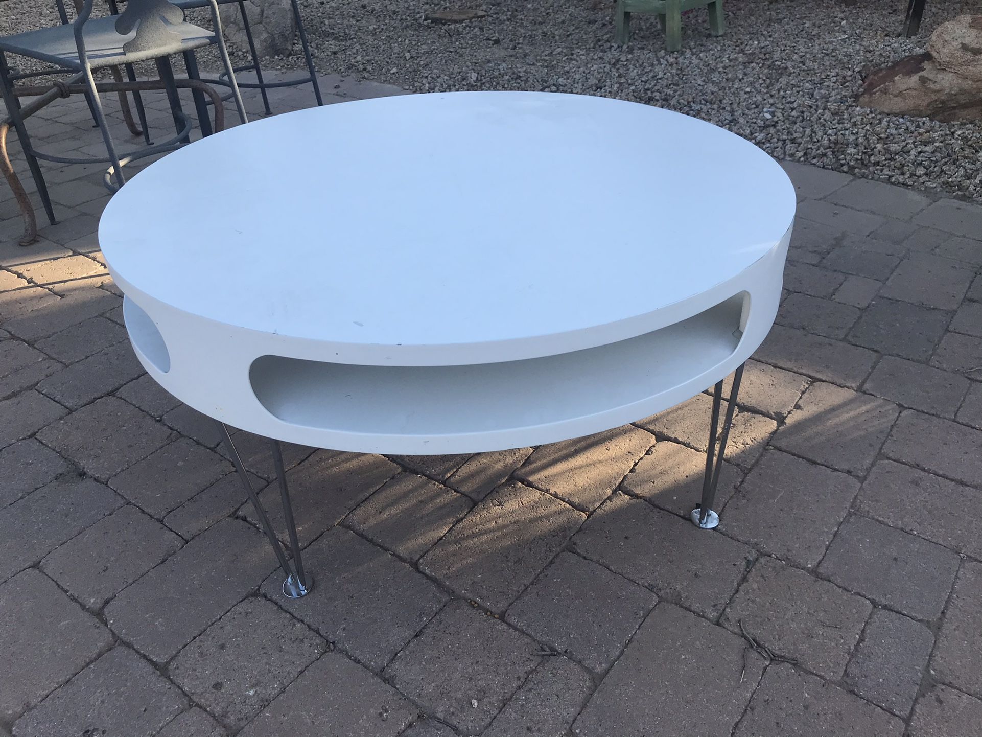 Hairpin Leg Round Coffee Table W/futuristic Openings 7th St/Thunderbird