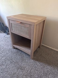 Modern Wood Nightstand with Drawer & Shelf