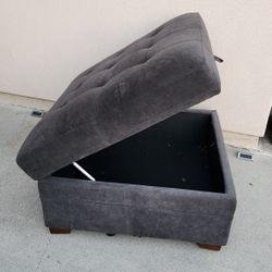 3ft Square Gray Fabric Storage Ottoman By Thomasville