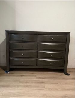 Dark Gray 8-Drawer Double Dresser
