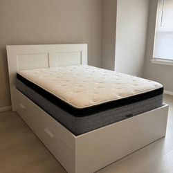 IKEA Brimnes Queen Bed – Like New, White with Storage Drawers - Sugar Land, TX