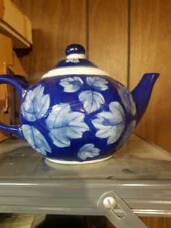 Blue Flowered Tea Pot