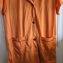 Rare Vintage Womens Van Raalte 8960 Size 36 Orange + Black Nylon 2 Pc Pajamas, Shirt Top, Pants. Bust 42, Waist 36, or Large. Petalskin