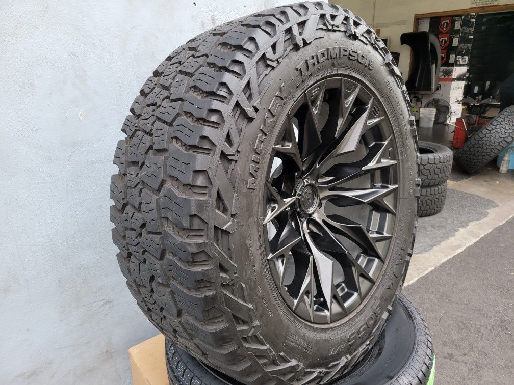 20x10 Fuel Flame w/ 35x12.50 R20 Mickey Thompson Tires for Sale in