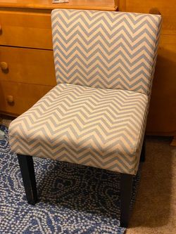 Office Chair Blue and White Chevron Pattern