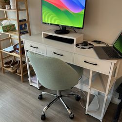 Small Office White  Desk + Chair