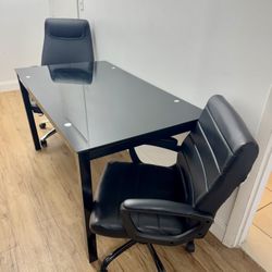 Black Glass Office Table • Great Condition • Local pickup 
