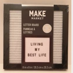 8"x8" white frame with black felt letter board w/letters