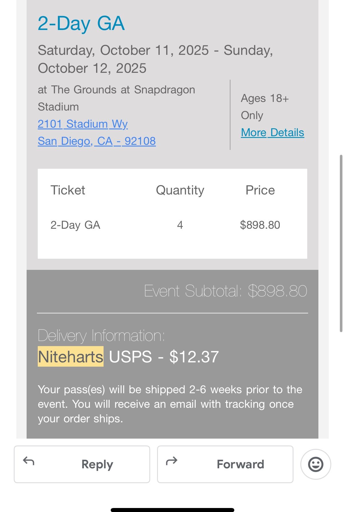 4x Niteharts Tickets