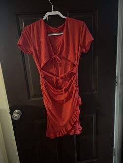 Women’s Red Dress Ties In The Front 