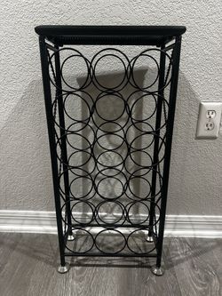 18 bottle black wrought iron wine rack