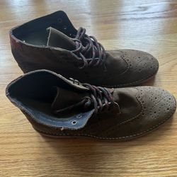 New Ted Baker London Tiplip Suede Wingtip Mens Boots Brown Size 8