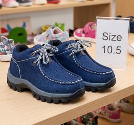 Redhawk Kids Blue Denim Moc Toe Lace-Up Shoes Size 10.5