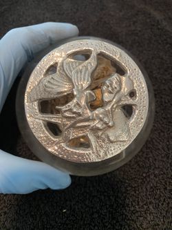 Pewter potpourri lidded jar