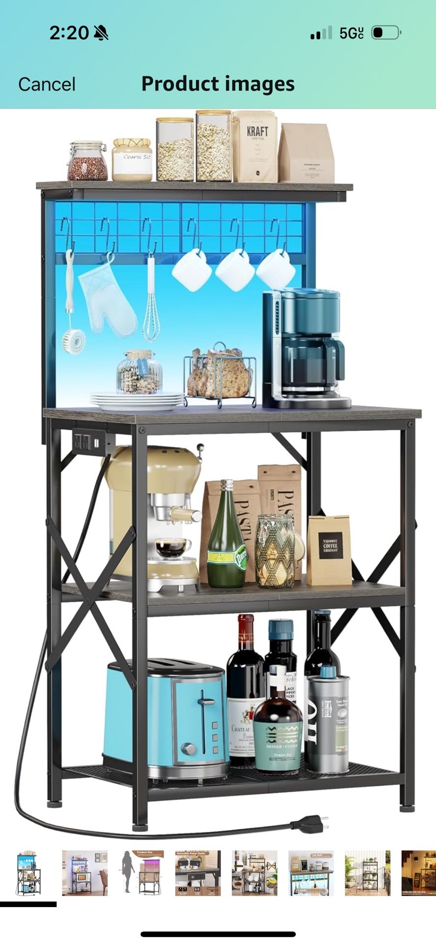 Rack Coffee Bar Station with 4 Tier Shelves
