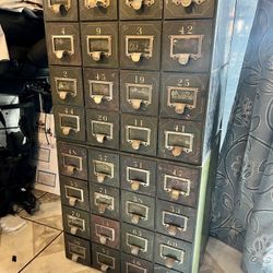 Antique Bank Deposit Box Cabinet With Keys