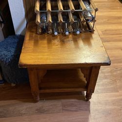 Wood Table With Bottle Holder