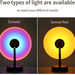 Sunset Projection Lamp Lights - Rainbow Light and Sunset Light 2 in 1 Romantic Atmosphere Light,180 Degree Rotation USB Charging Night Light Visual Am