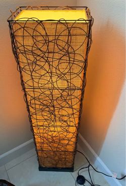 2 x Tall Floor Lamp with Wire and Woven Shade