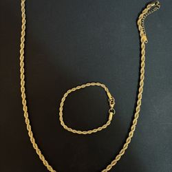18k Rope Chain Set (Chain & Bracelet)