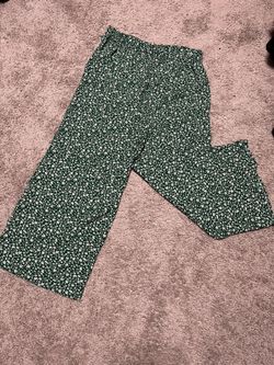 Shein Green Floral Wide Leg Pants
