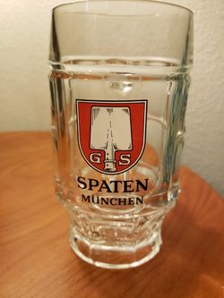 VINTAGE SPATEN GLASS BEER MUG MUNCHEN 0.5 liter