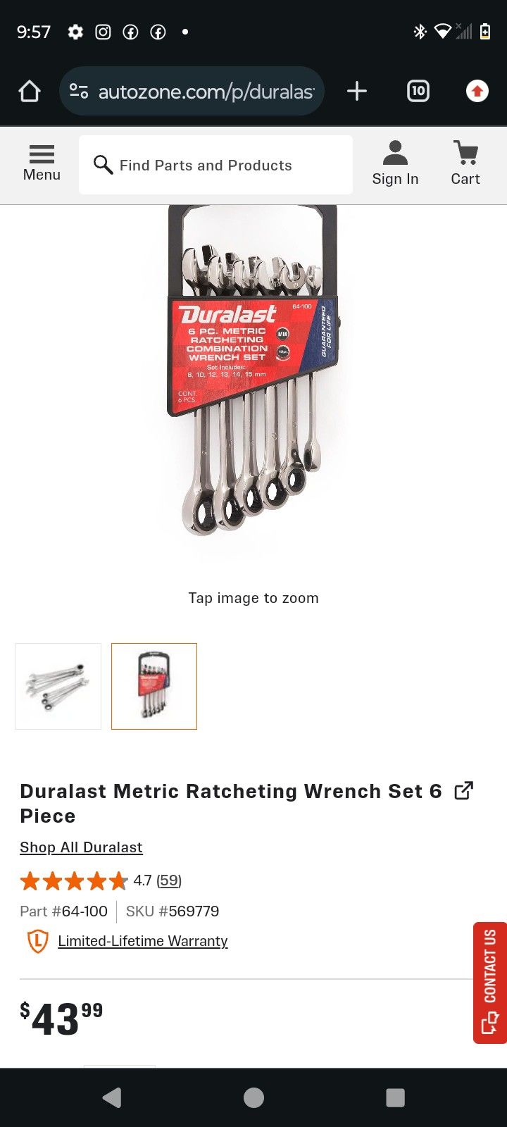 Duralast 6 Metric Ratcheting Combination Wrench Set
