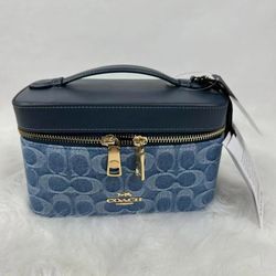 NEW Coach Cosmetic Case In Signature Denim NWT