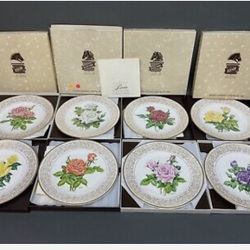 Edward Marshall Boehm Rose 8 Plates Collection Ltd Ed 15,000 10 7/8" D