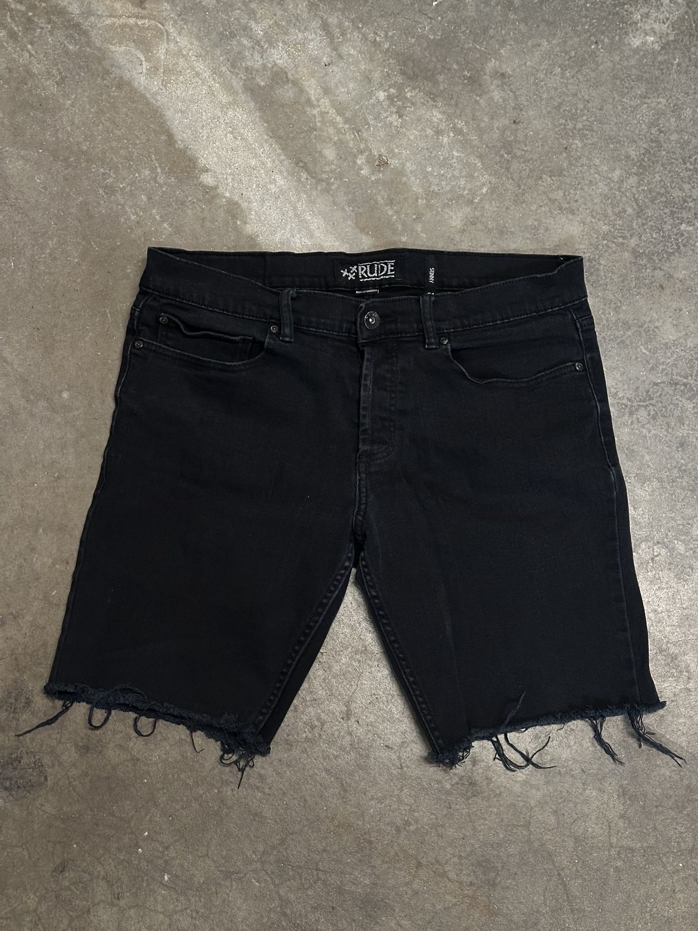 Rude Cropped Jean Shorts - 34 x 32 (Black)