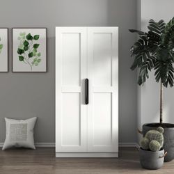 New Assembled kitchen Pantry Cabinet 31.5” X 21.65” X 63” White 