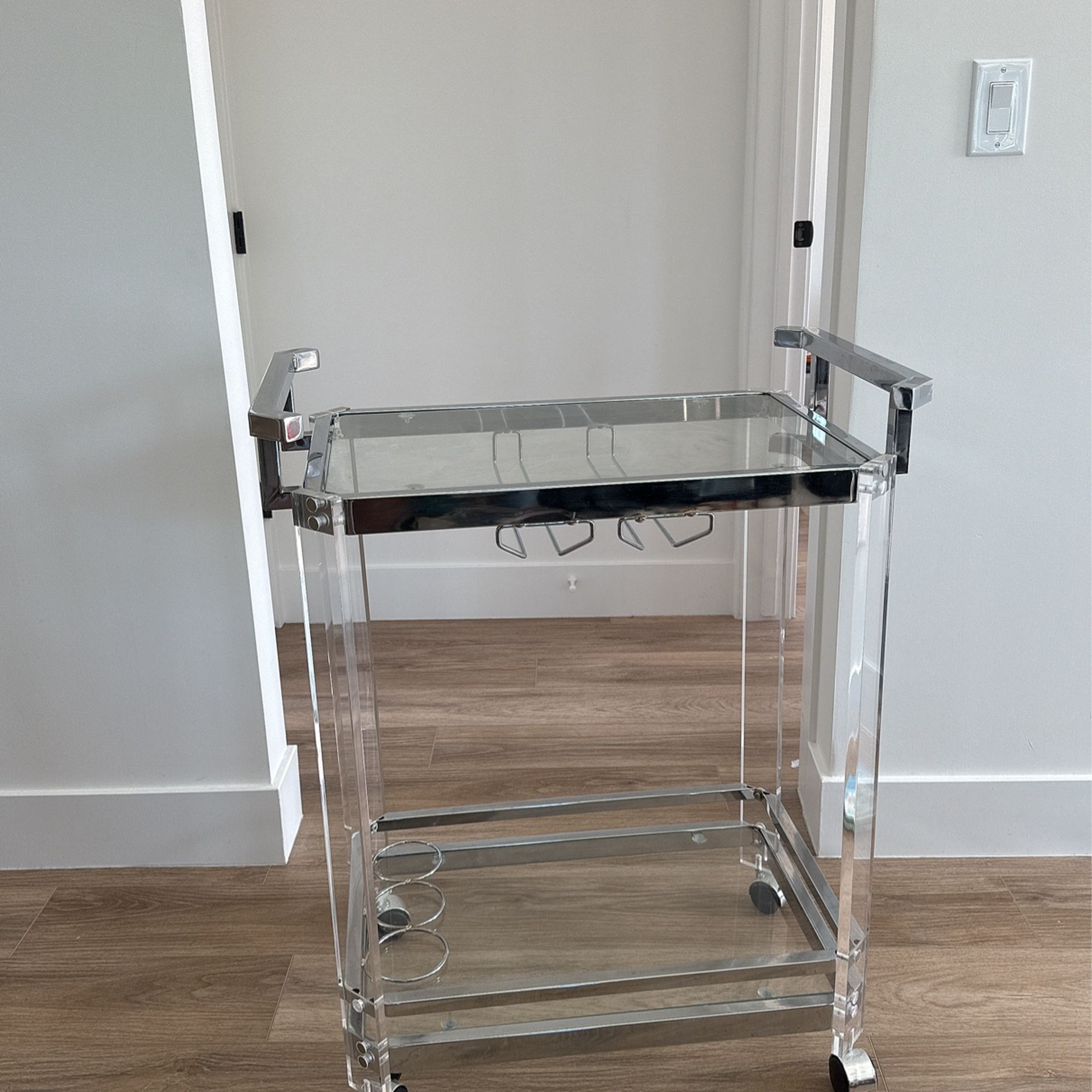 Alba Acrylic Bar Cart With Silver Chrome Trim for Sale in Los Angeles