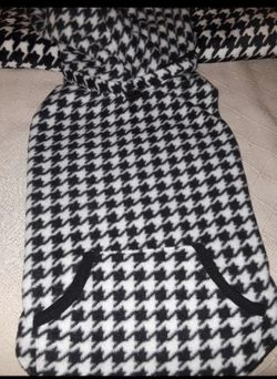 Houndstooth Hoodie for Dog, Pockets, Ring for Leash Vest Harness