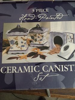 Hand painted ceramic Canisters (3)