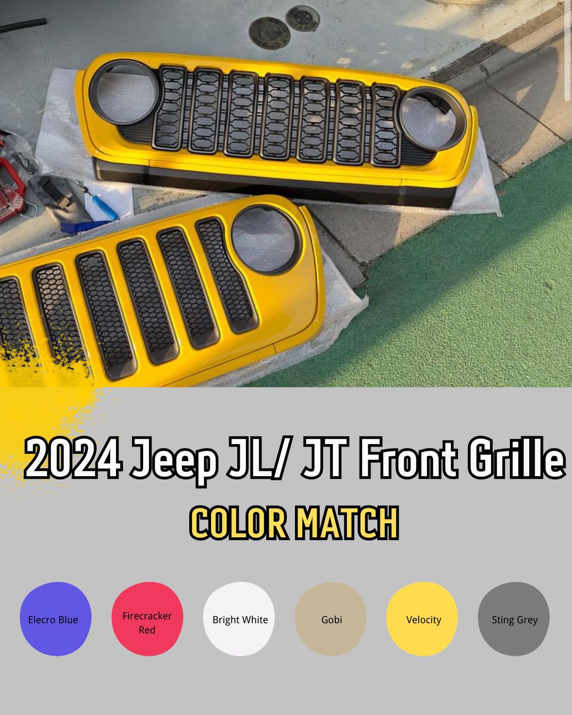 2024 JEEP Wrangler JL Gladiator JT Front Grille - Color Matched