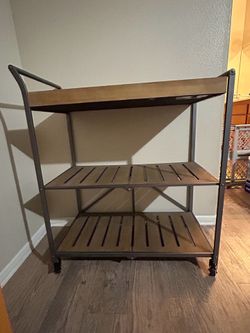 Rolling Wood Bar Cart