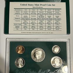 1994 United States 5 Coin Proof Set COA