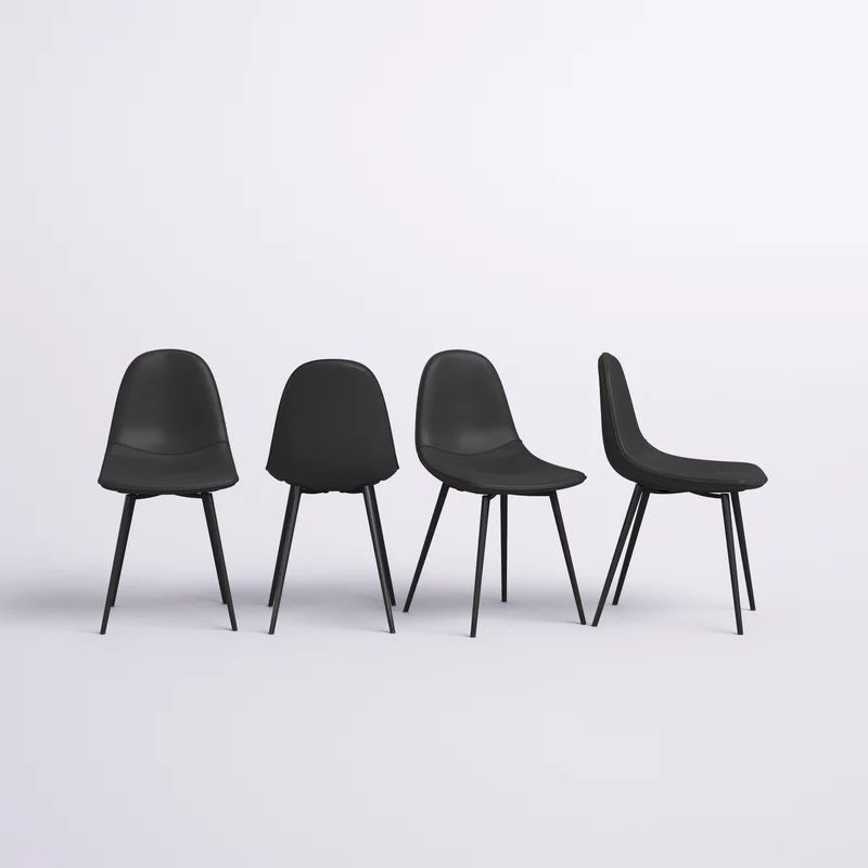 Four (4) Black Faux Leather Dining Chairs