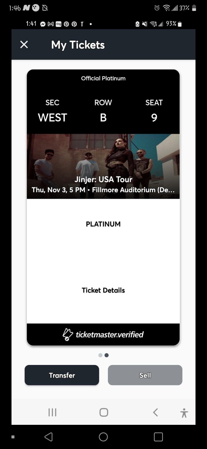 2 Concert Tickets For JINJER & POD