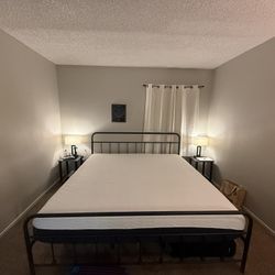 King Bed Frame With Headboard + Mattress 