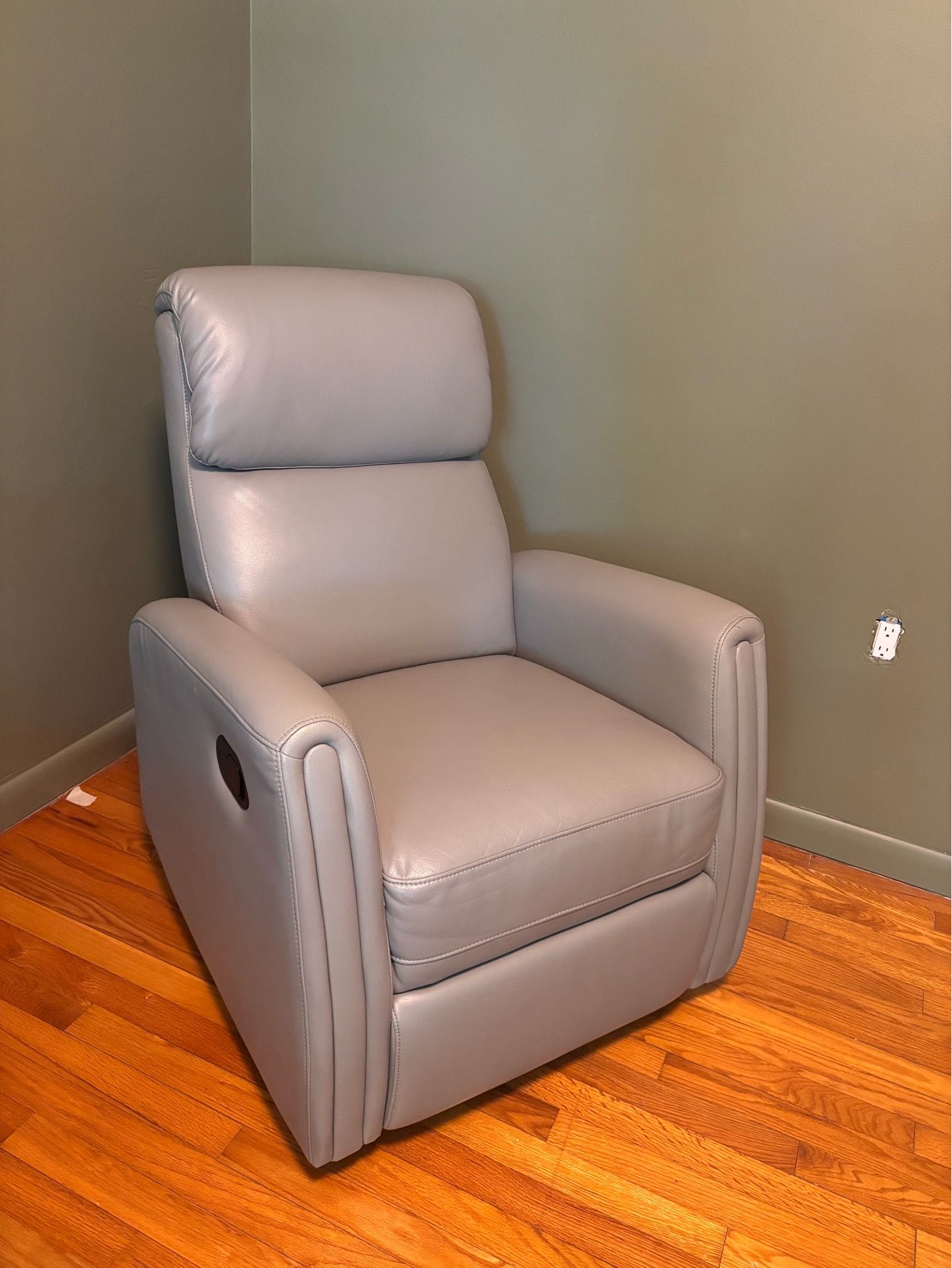 Gray leather recliner like new