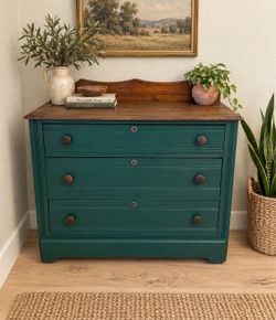 Painted 3-Drawer Dresser with Wood Top