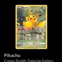 pokemon pikachu holo rare gg30/gg70 crown zenith