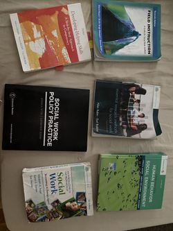 Social work Text books, social work policy practice, essential research methods, social work field instruction