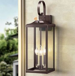 New 24" Extra Large Dusk to Dawn Outdoor Wall Light,Oil Rubbed Bronze 3-Light Waterproof Exterior