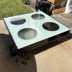 Plummers Glass And Wood Coffee Table Made In Italy 